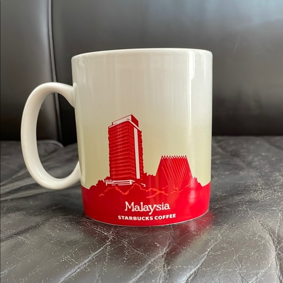 Starbucks Malaysia Mug with Gold Hibiscus and Red Accent - Picture 2 of 4